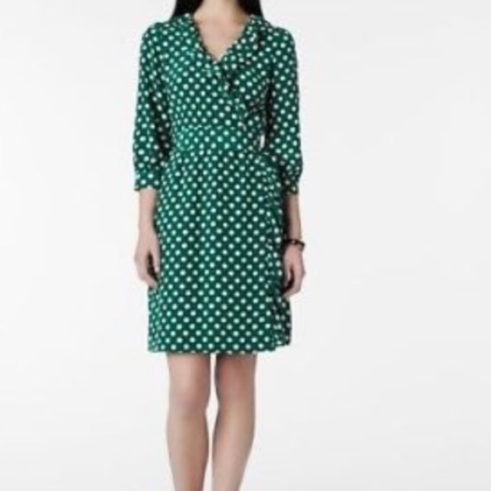 Kate Spade Green Dot Silk Wrap Dress never worn